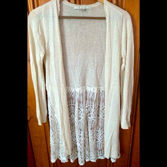 LC Lauren Conrad Sweaters - LC Lauren Conrad ivory lace cardigan